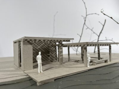 Aperçu - Pavillon de détente.  Un foyer ouvert au cœur du parc pour se retrouver, se reposer, partager